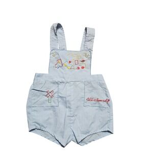 Vintage Cradle Togs Train Embroidered Shortall Romper Baby Boys 6 Months Kidcore